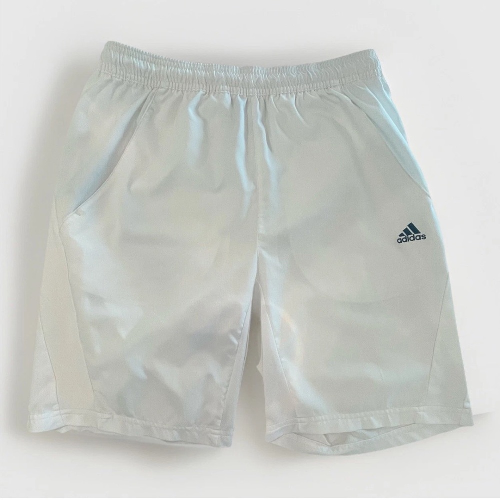 ADIDAS Climacool White Boys Athletic Tennis Shorts Navy Logo & Pockets - Size XL